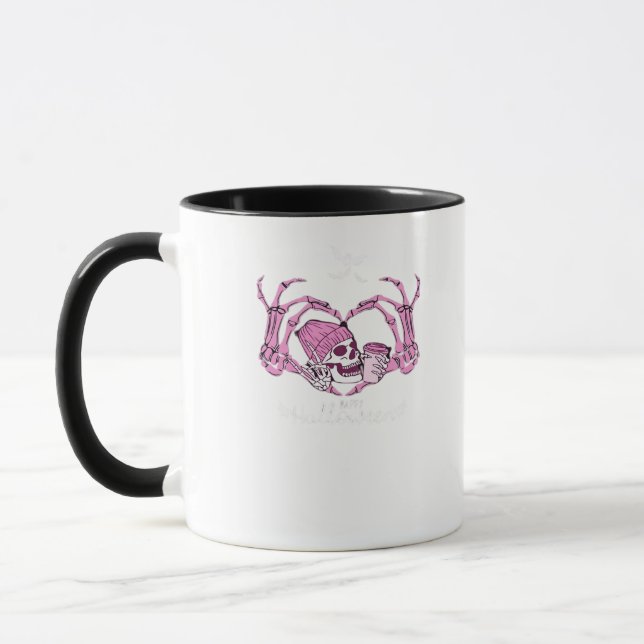 Mug Halloween Coeur crâne mains Skeleton Beanie Design (Gauche)