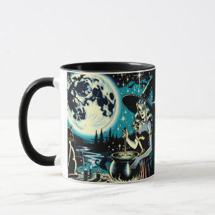 Mug Halloween de sorcière personnalisée et de chat noi