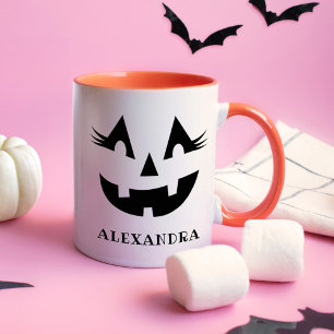 Mug Halloween de visage de Citrouille de Jack-o'-lante