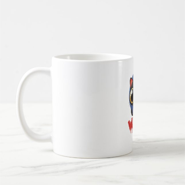 Mug Halloween Déplaisant Kawaii Mal Chat Noir Avec Cou (Gauche)