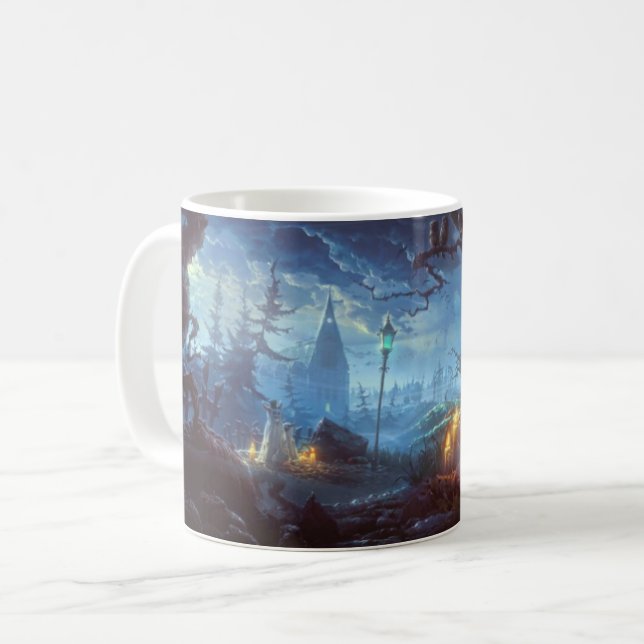 Mug Halloween Déplaisant Night Jack-O Lantern arbre ha (Devant gauche)