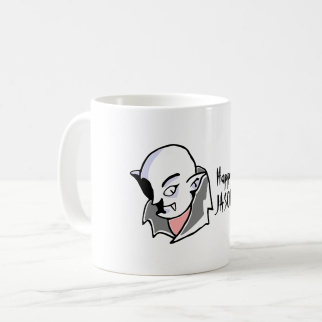 Mug Halloween Dracula tiré à la main (Devant gauche)