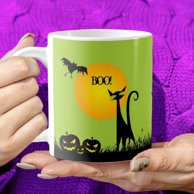Mug Halloween en chats noirs et chauves-souris (Créateur téléchargé)