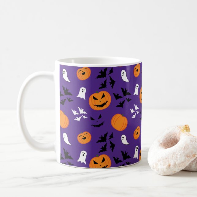 Mug Halloween fantômes citrouille chauves-souris amusa (Avec donut)