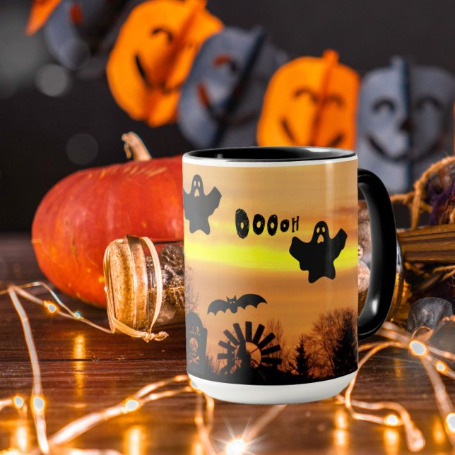 Mug Halloween Fantômes et chauves-souris d'horreur noc (In Situ)