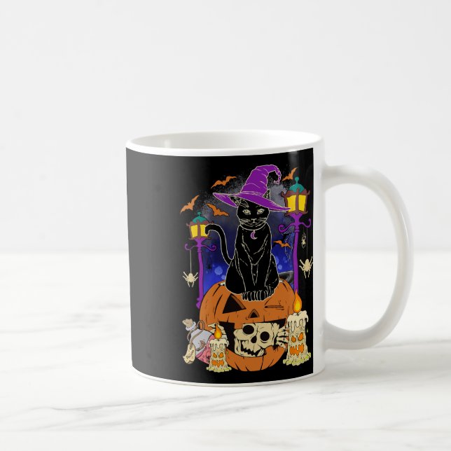 Mug Halloween Femmes Hommes Enfants Halloween Chat Noi (Droite)