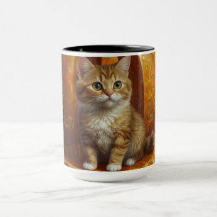 Mug Halloween Ginger Tabby Kitten Vivre dans un Citrou