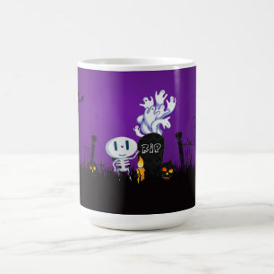 Mug Halloween Graveyard Éffrayant Cute Skeleton & Ghos