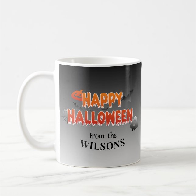 Mug Halloween heureux Personnalisé : Ajoutez Votre Nom (Gauche)