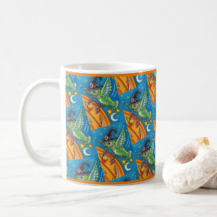 MUG HALLOWEEN HUMMINGBIRD & JACK-O'-LANTERN WHIMSY