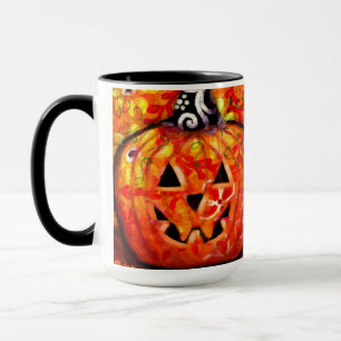 Mug Halloween lunaire Jack-o'-lantern Floral Orange