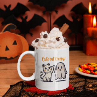 Mug Halloween mignonne mais Déplaisante Fantôme & Café