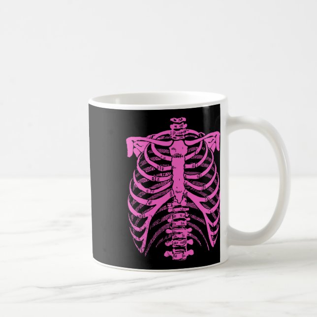 Mug Halloween Pastel Pink Skeleton Rib Casse (Droite)
