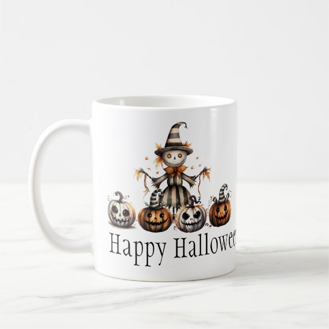 Mug Halloween Scarecrow Design avec Jack-o-Lanterns | (Gauche)