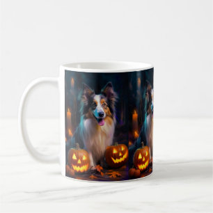 Mug Halloween Shetland Sheepdog Avec la peur Citrouill