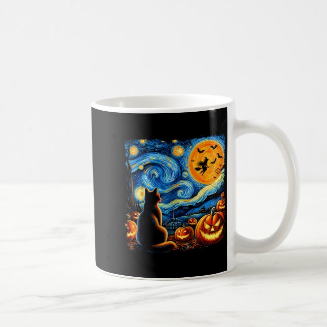 Mug Halloween Shirt Men Women Black Cat Pumpkins Bats  (Droite)