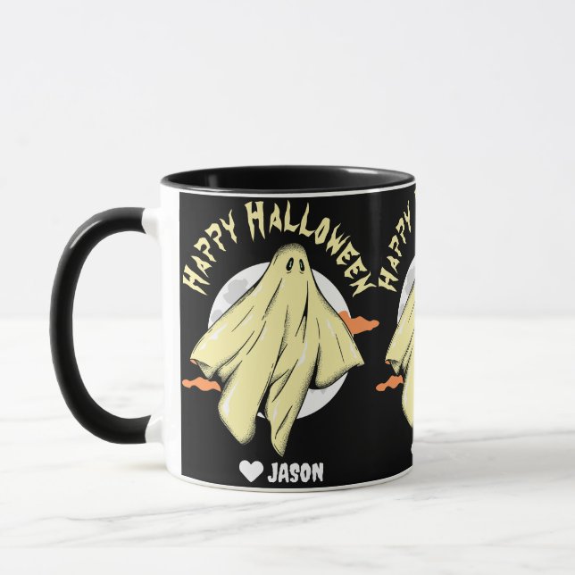 Mug Halloween simple et heureux fantôme éffrayant (Gauche)
