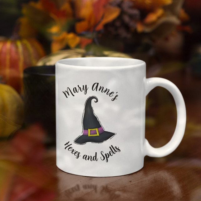 Mug Halloween sorcière mignonne typographie personnali (Custom Halloween Witch Hat Mug)