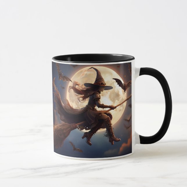 Mug Halloween Steampunk Witch Vol au clair de lune (Droite)
