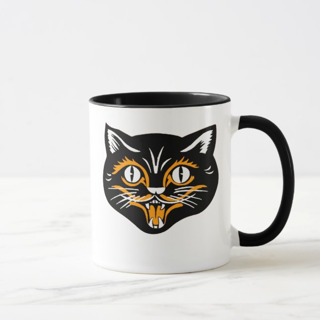 Mug Halloween Vintage Chat Face (Droite)
