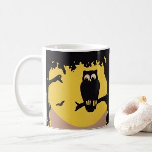 Mug Halloween vintage, Chouette Éffrayante en arbre av