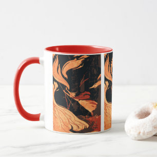 Mug Halloween vintage, sorcière maléfique avec feu en