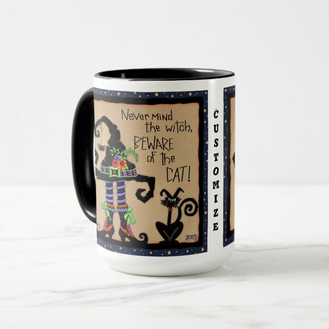 Mug Halloween Witch Chat Noir Drôle Citation Personnal (Devant gauche)