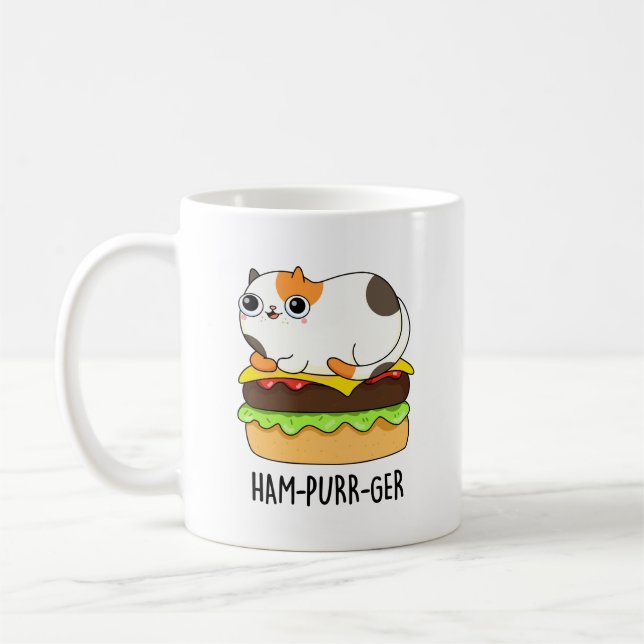 Mug Ham-Purr-Ger Funny Chat Hamburger Pun (Gauche)