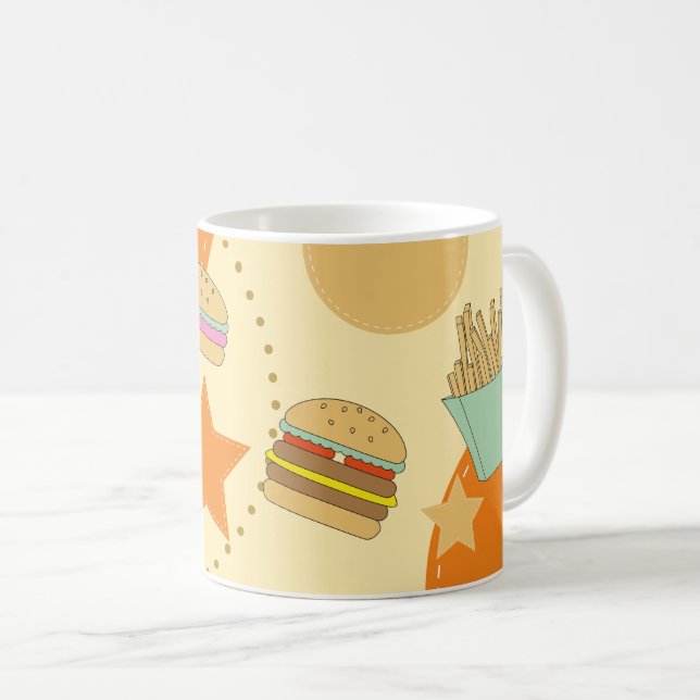 Mug Hamburger Abstrait, Fries et Boissons Conception (Devant droit)