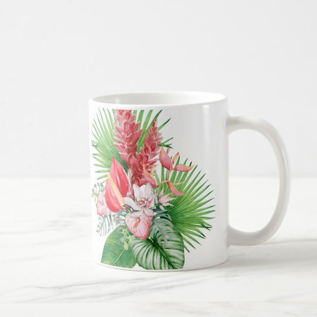 Mug Hana Hou ! (Blanc) arrangement de fleurs hawaïenne (Droite)