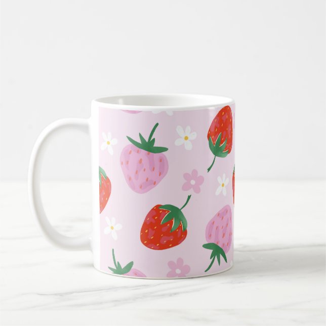 Mug  Hand-Drawn Aesthetic Strawberry Seamless Pattern (Gauche)