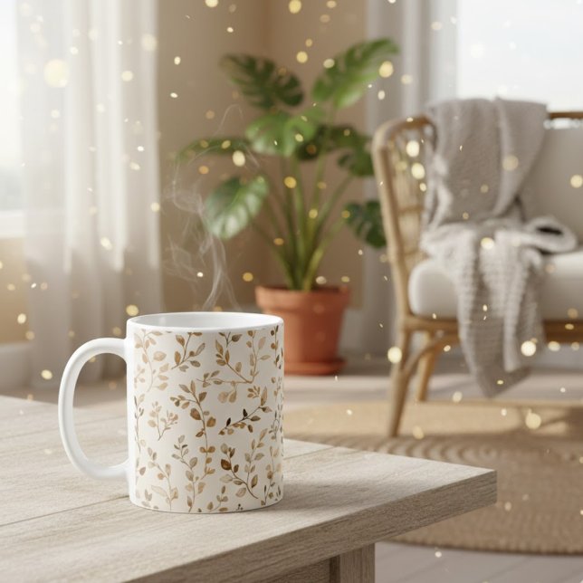 Mug Hand Drawn Boho Leaf Pattern (Créateur téléchargé)