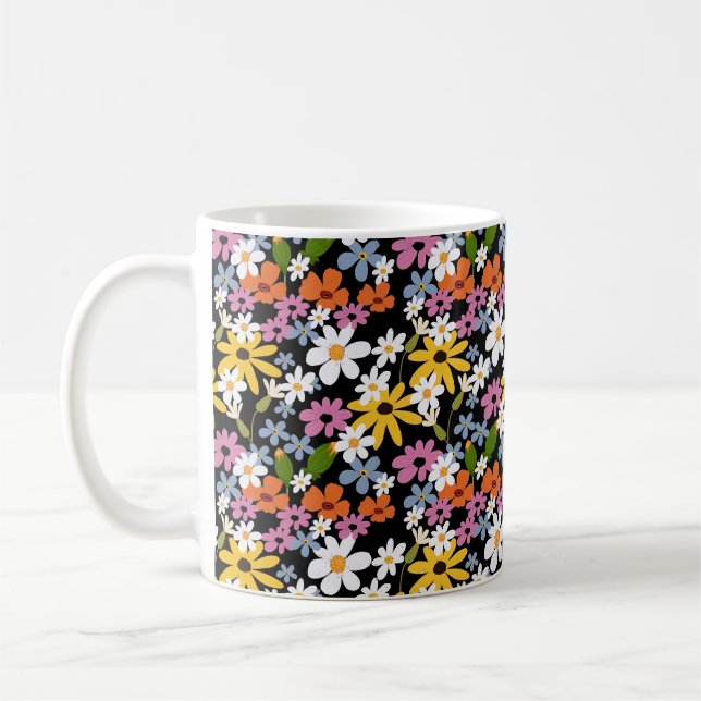 Mug  Hand-drawn Colorful Botanical Seamless Pattern (Gauche)