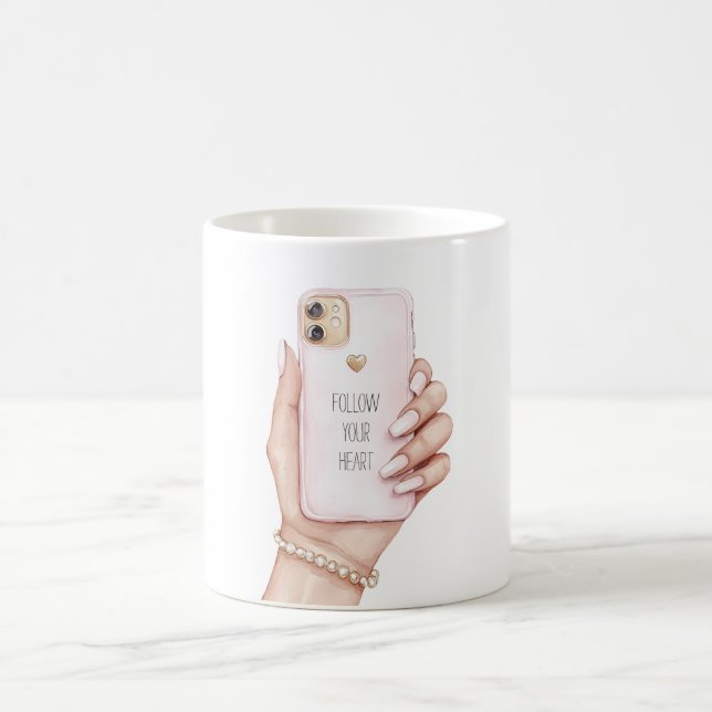 Mug Hand phone chic pink nails (Centre)