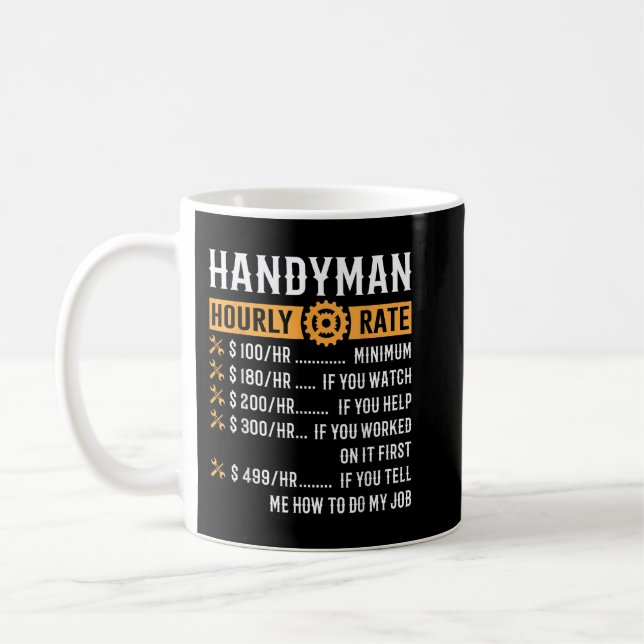 Mug Handyman Horaire Note Drôle Handyman Cadeaux (Gauche)