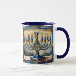 Mug Hanoukka bleue Menorah