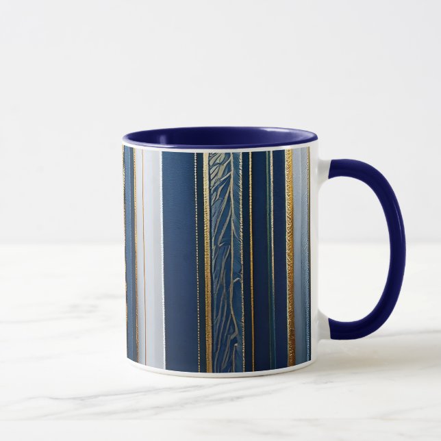 Mug Hanoukka Blues Stripes Bleu Blanc Or (Droite)