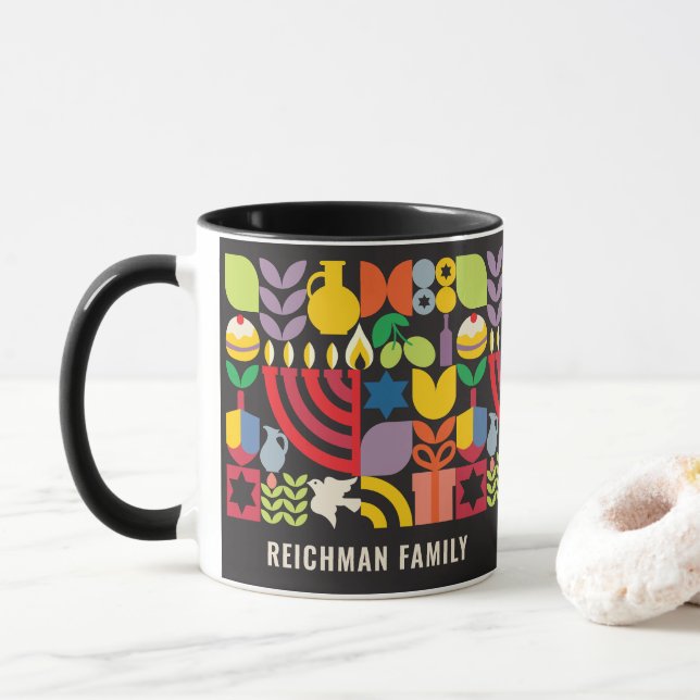 Mug Hanoukka Chanukah Menorah Personnalisé (Avec donut)