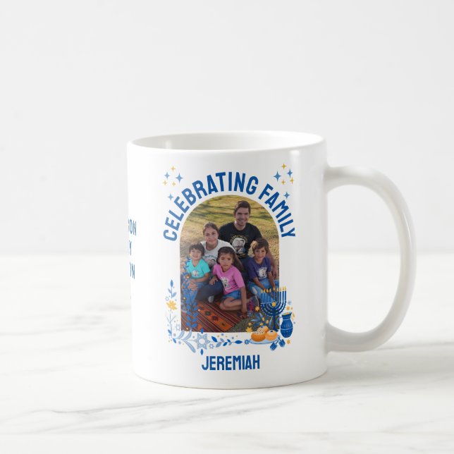 Mug HANOUKKA FAMILLE REUNION Nom personnalisé (Droite)