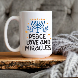 Mug Hanoukka moderne Paix, Amour & Miracles Grand