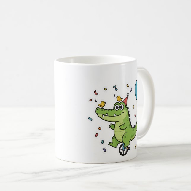 Mug Happy Birthday Crocodile Circus Theme Cartoon (Devant droit)
