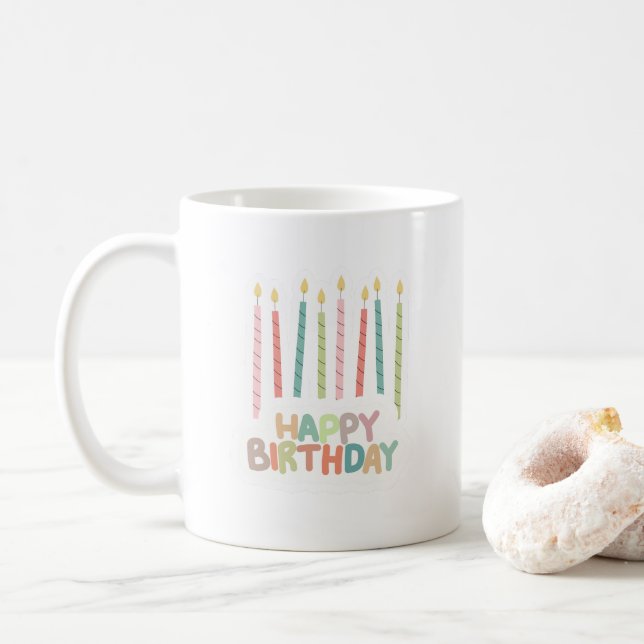 Mug Happy Birthday with Candles on  (Avec donut)