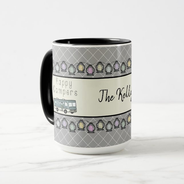 Mug Happy Campers RV personnalisé (Devant gauche)