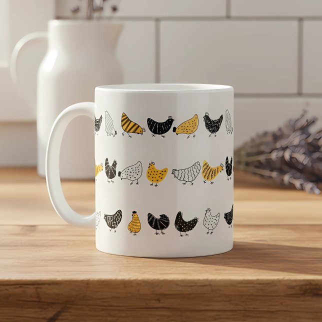 Mug Happy Chicken Country Motif animal de ferme (happy chicken pattern mug farmhouse style)