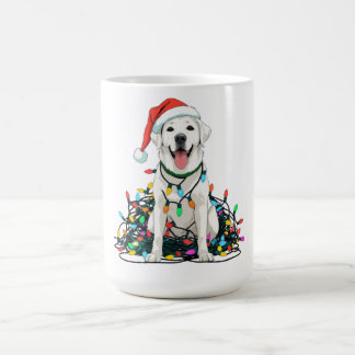Mug Happy Dog Tangled in Christmas Lights T-Shirt