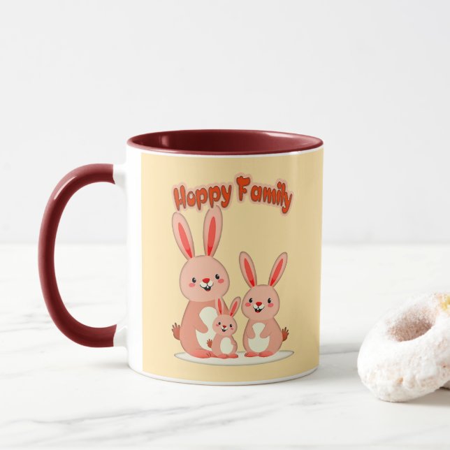 Mug Happy Easter Family – Cute Bunny - caneca (Avec donut)