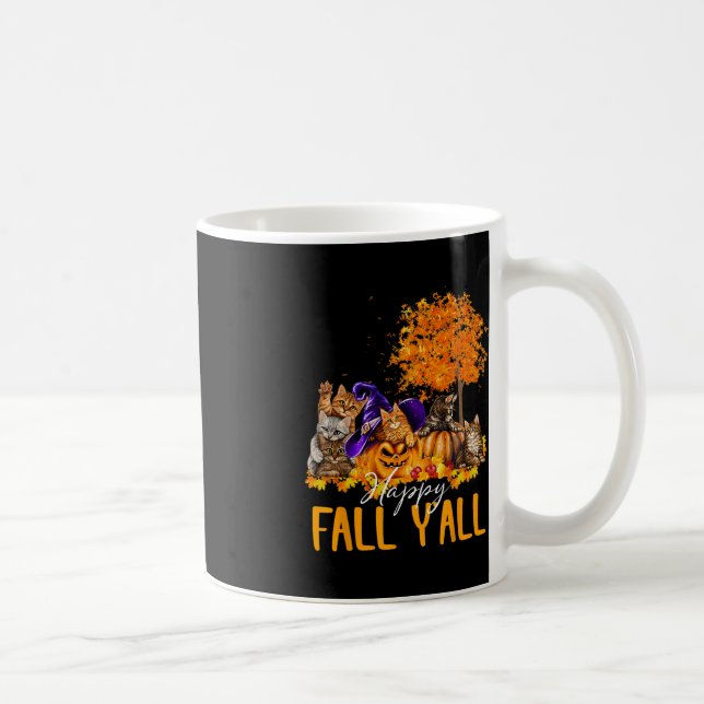 Mug Happy Fall Y'all Cats Lover Automne Citrouille Map (Droite)