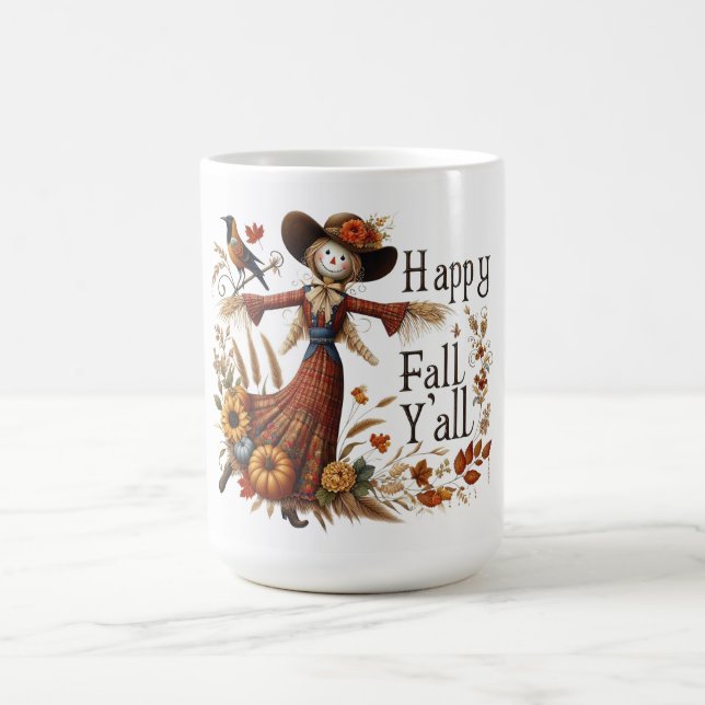 Mug Happy Fall Yall mignon Scarecrow et Autumn Foliing (Centre)