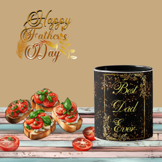 Mug Happy Fête des pères Calligraphie or Confetti Noir