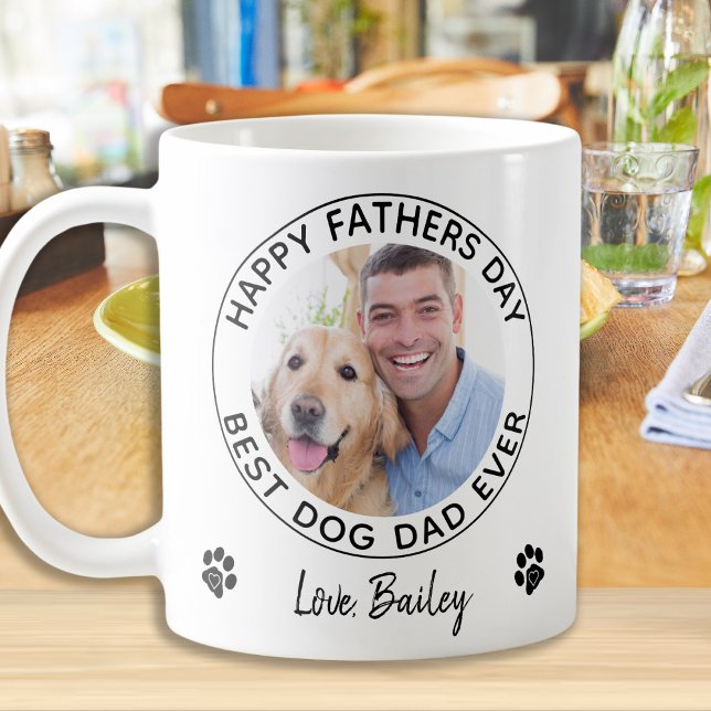 Mug Happy Fête des pères Pet Photo Best Chien Papa (Créateur téléchargé)